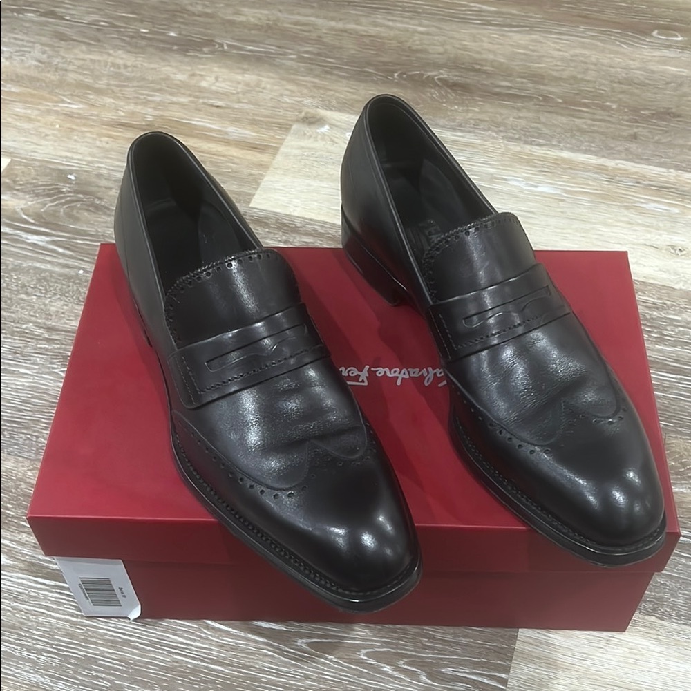 Salvatore Ferragamo Black Leather Loafers Slip-On